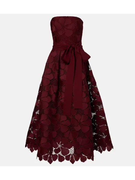 Копринена костюм коктейлна рокля Elie Saab винено червено