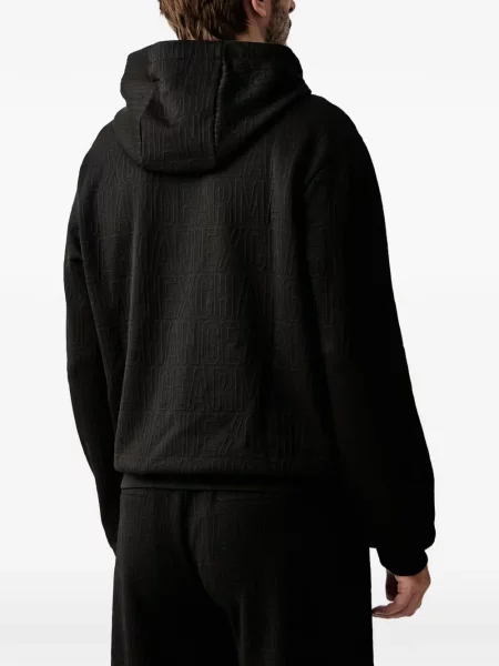 Hoodie Armani Exchange ζακάρ με αυτόγραφο μαύρο