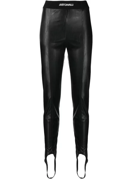 Pantaloni de piele Just Cavalli din piele cu autograf