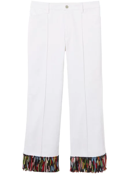 Cropp pantaloni Pucci cu franjuri alb