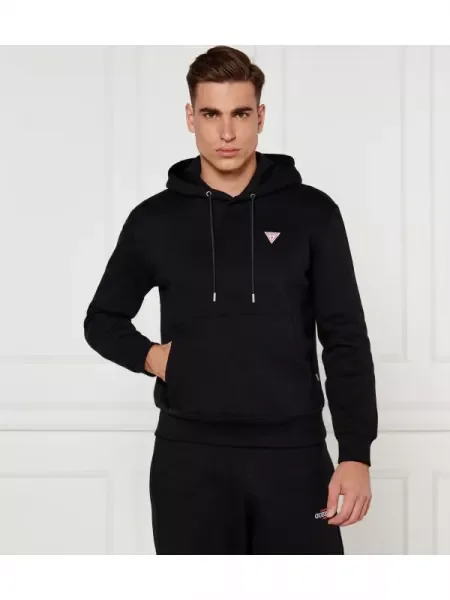 Hanorac cu glugă Guess Jeans cu glugă negru