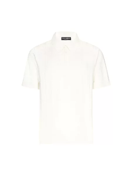 Jedwabna koszulka polo Dolce And Gabbana z logo biała