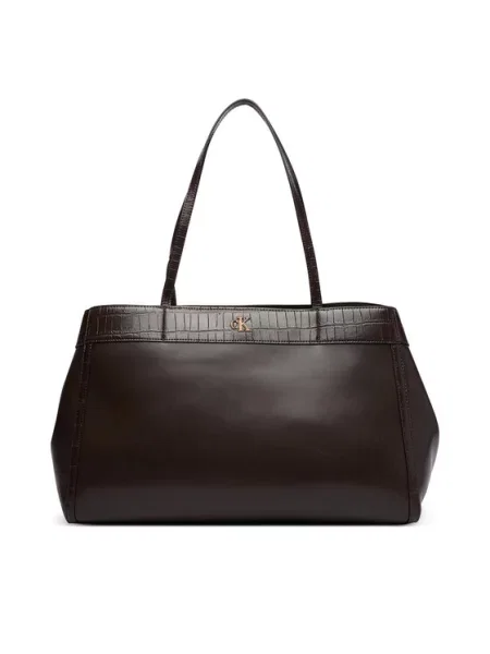 Calvin Klein Táska Ck Croc Snap Large Tote Sötétbarna