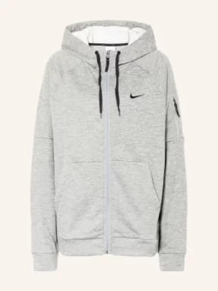Tréninková mikina Nike Therma Fit Full-Zip dark grey heather/particle grey/black černá