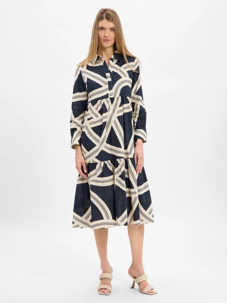 Opus sukienka midi Werano lane Kobiety niebieski|beżowy wzorzysty 34 beżowa