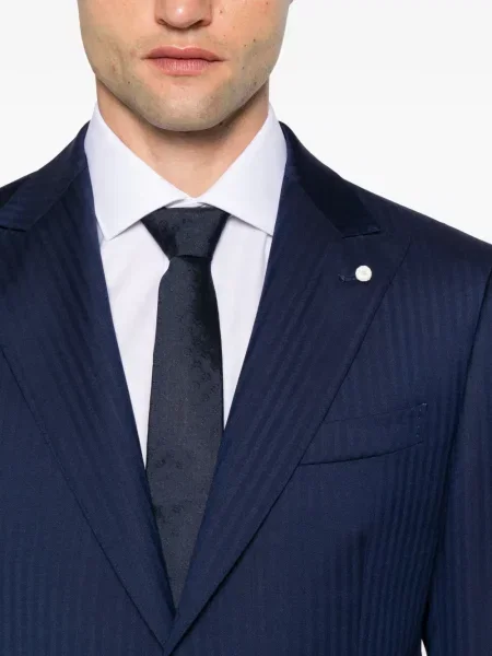 Costum Luigi Bianchi Mantova cu model herringbone albastru