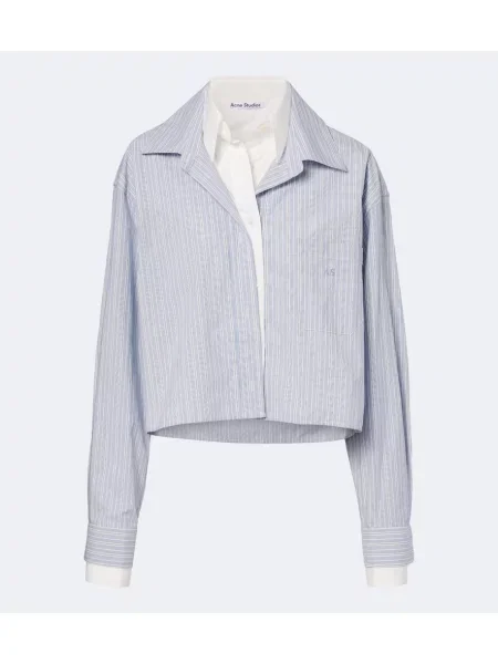 Decupat cămașă Acne Studios cu dungi din poplin albastru