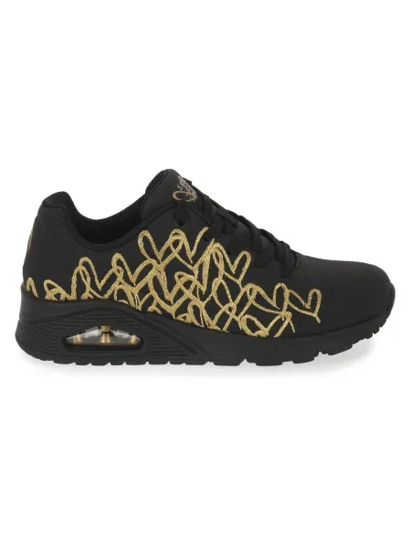 Pantofi Skechers cu motiv cu inimi negru