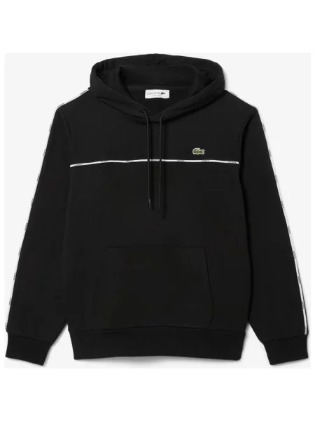 Bluza z kapturem Lacoste Classic Fit Logo Stripe puro XS czarny