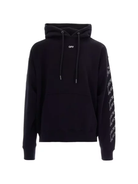 Hanorac cu glugă Off-white cu imagine alb