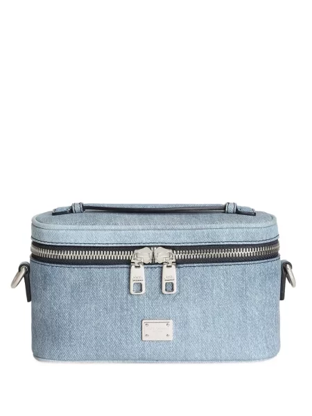 Geantă crossbody Dolce & Gabbana din nubuc albastru