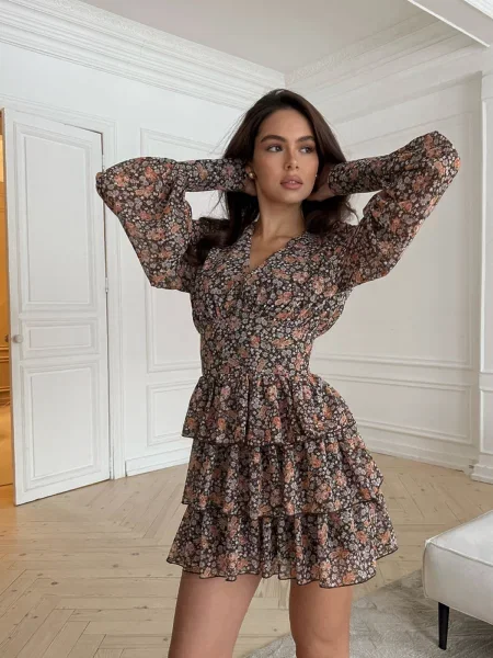 Сукня міні Milirud оливковий шифон