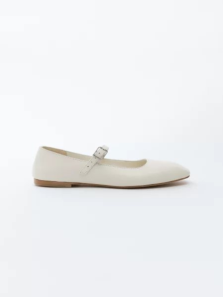 Кожаные балетки Emmelie Delage бежевые