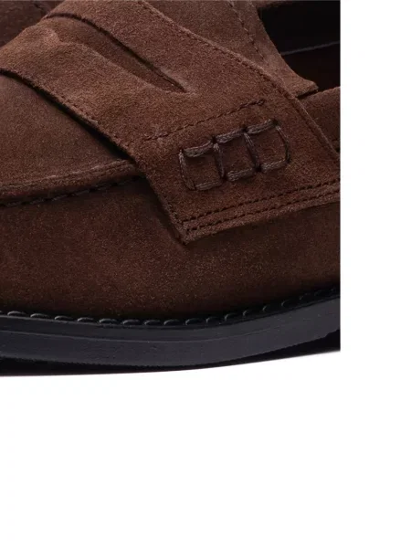 Pantofi loafer Poche Paris din piele de căprioară maro