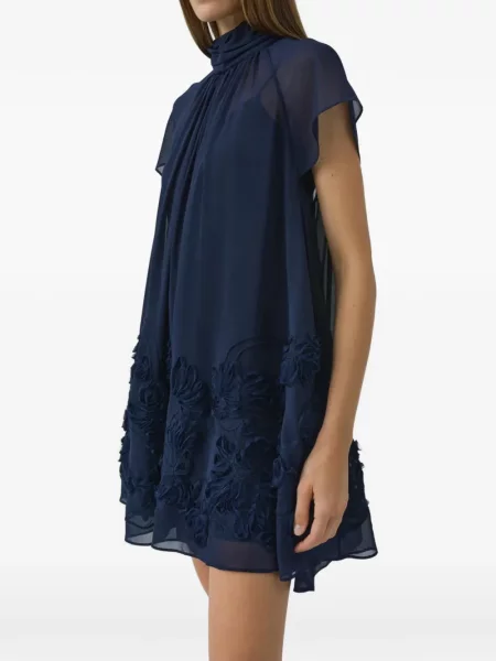 Rochie mini Simkhai cu model floral cu aplicații albastru