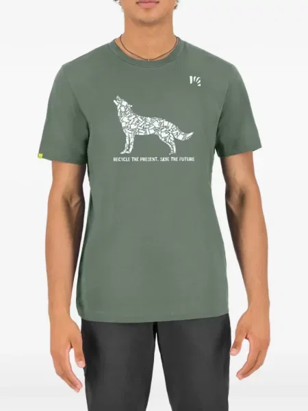Tricou Karpos cu imagine cu imprimeu animal print verde