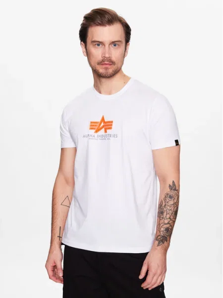 Тениска Alpha Industries Basic Rubber с апликация бяло