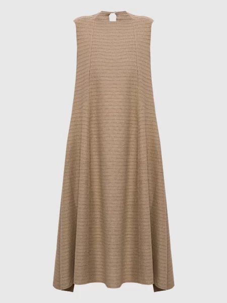 Сукня міді із шовку та льону Boboutic коричнева