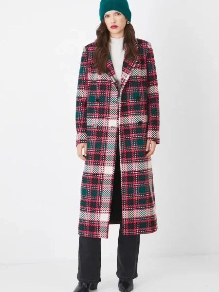 Medicine płaszcz z domieszką wełny multicolor przejściowy dwurzędowy