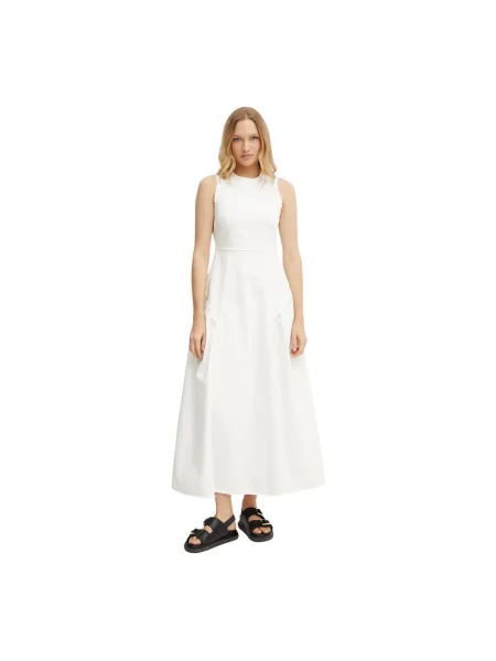 Ivy Oak sukienka jeansowa MARCA ANN maxi rozkloszowana beżowy