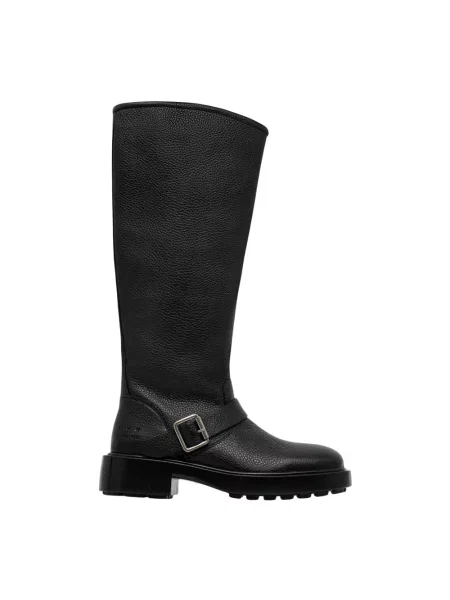Copenhagen kozaki skórzane na płaskim leather czarny