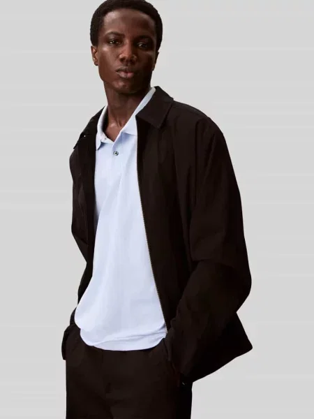 Koszulka polo z logo w formie haftu z czystej bawełny Ck Calvin Klein niebieskie