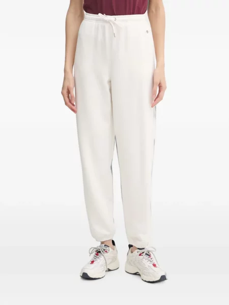 Pantaloni Gant alergare cu autograf alb