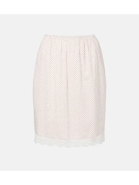 Spódnica midi Posse w grochy koronkowa do kolan biała