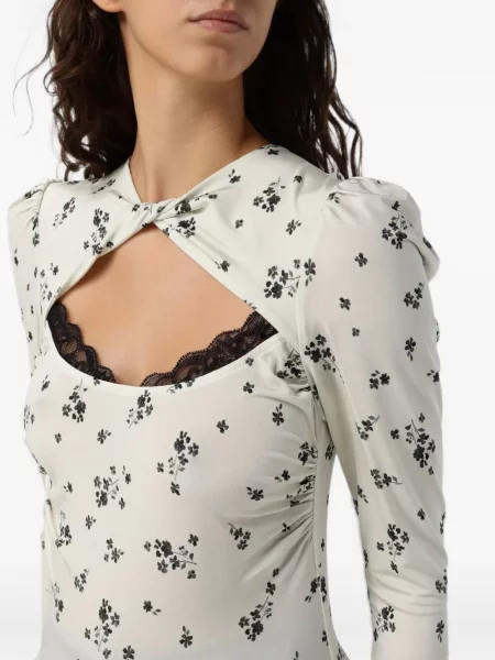 Top Mar De Margaritas cu model floral cu imagine alb