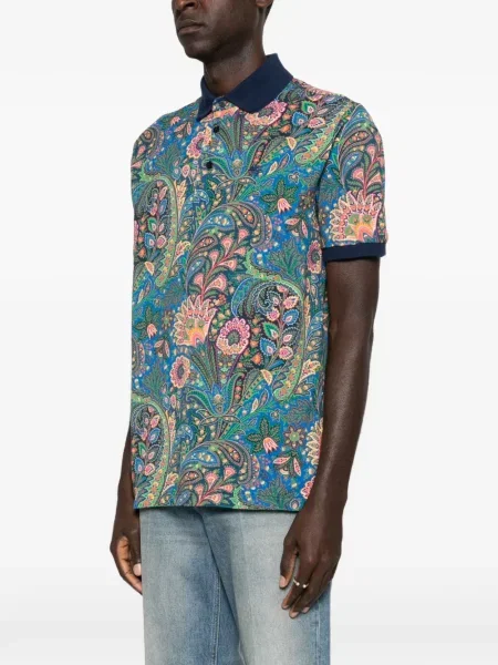 Polo Etro cu imagine cu model paisley albastru
