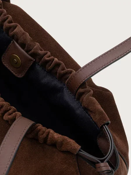 Tommy Hilfiger чанта тип хобо дамска от велур кафяво