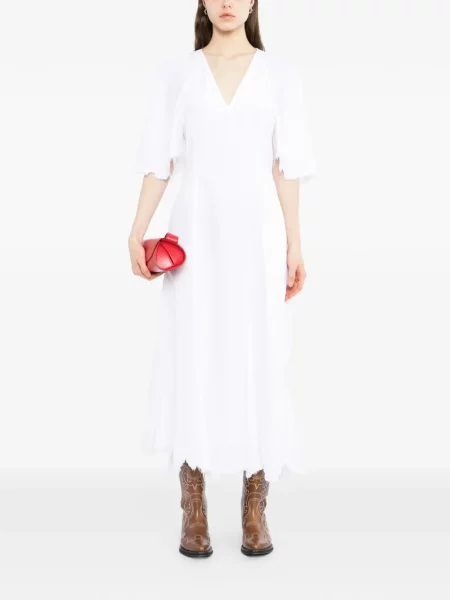 Rochie Gabriela Hearst cu decolteu în V alb