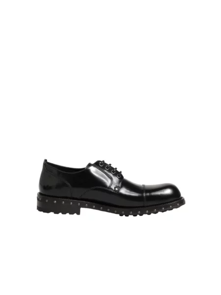 Derby Dolce And Gabbana skórzany z ćwiekami elegancki czarny