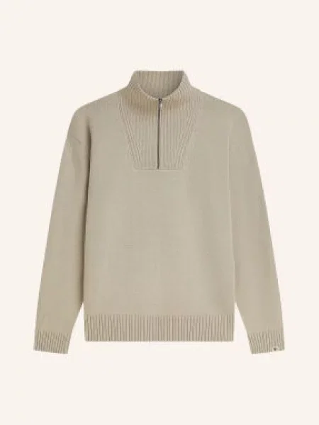 Scotch & Soda Sweter Typu Troyer Z Wełną Merynosową beige beżowy