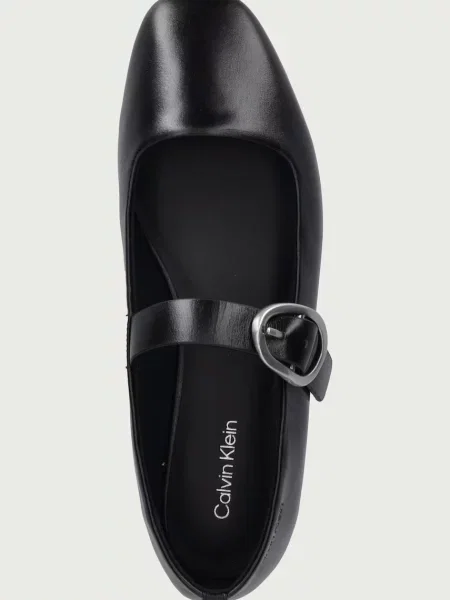 Calvin Klein balerina cipő bőr SQUARED BALLERINA MJ LTH HDW fekete