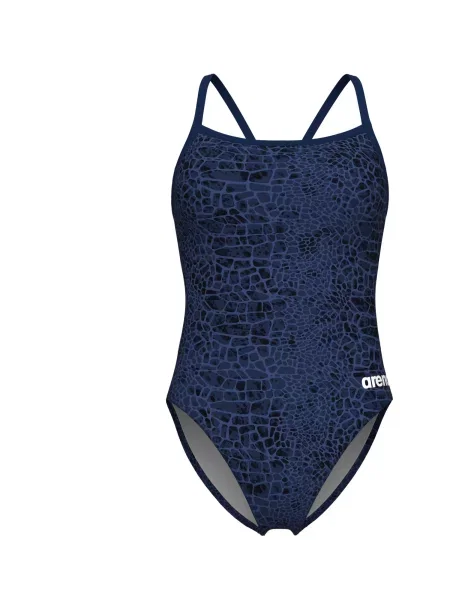 ARENA Costum de baie întreg SNAKESKIN CHALLENGE BACK bleumarin / porumbel / închis albastru