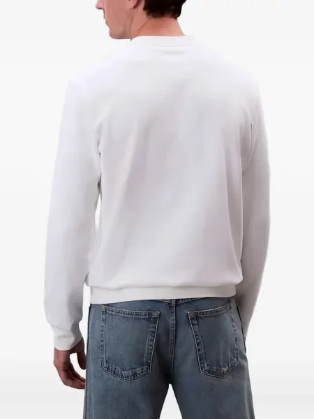 Hanorac crewneck Calvin Klein cu decolteu rotund cu autograf alb