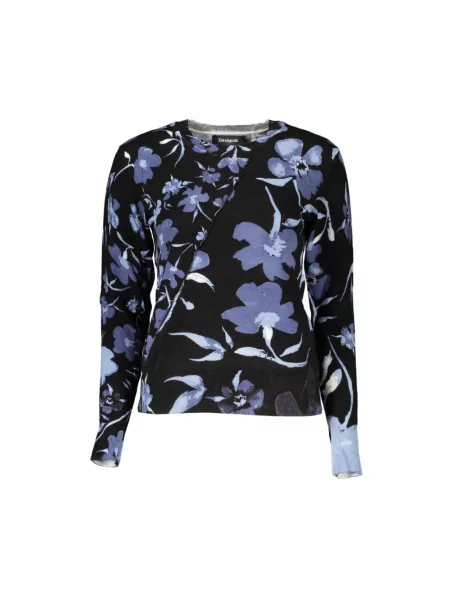 Długi sweter Desigual z długim rękawem elegancki czarny