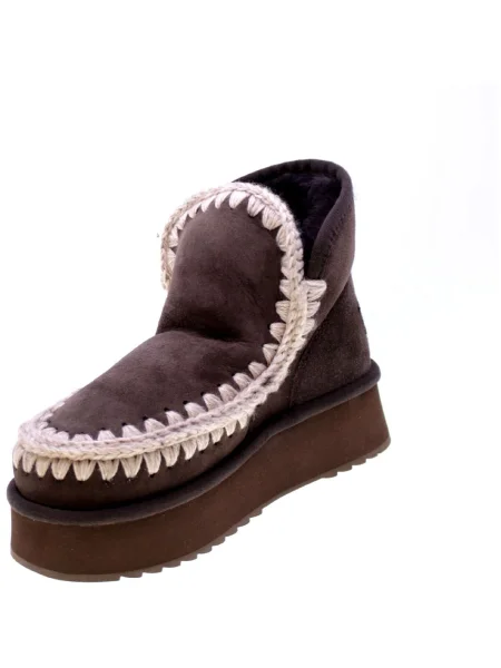MOU De piele bocanci Mini Eskimo Platform cu adaos de lână maro