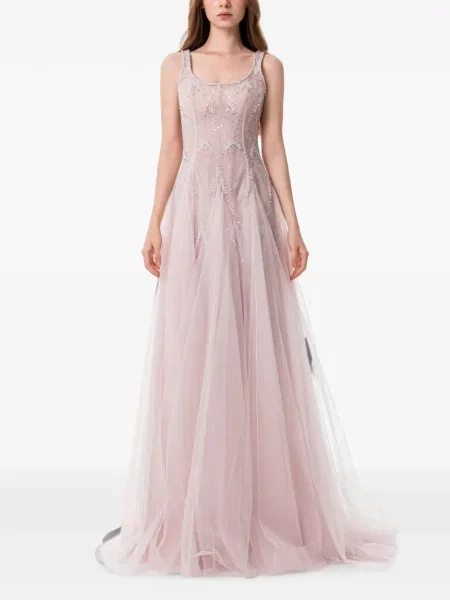 Rochie maxi Dina Melwani din tul roz
