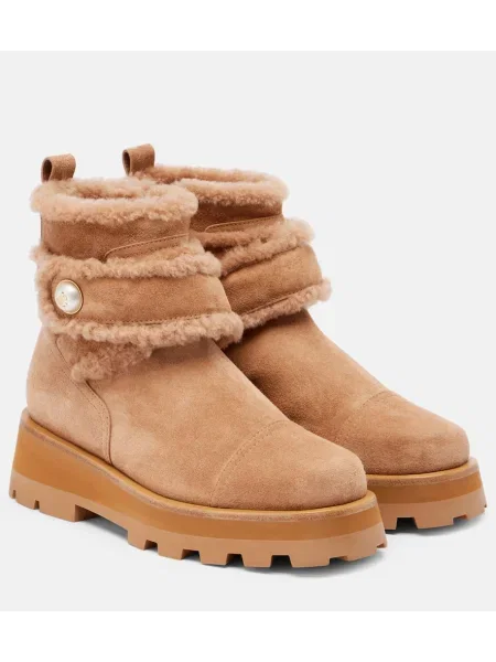 Cizme scurte Jimmy Choo din piele de căprioară maro