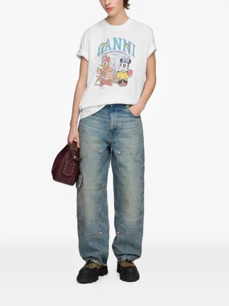 Tricou Ganni cu imagine alb
