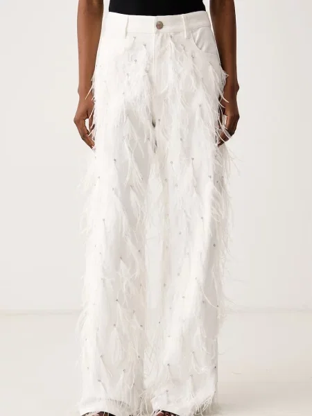 Pinko blugi wide leg pentru femei alb
