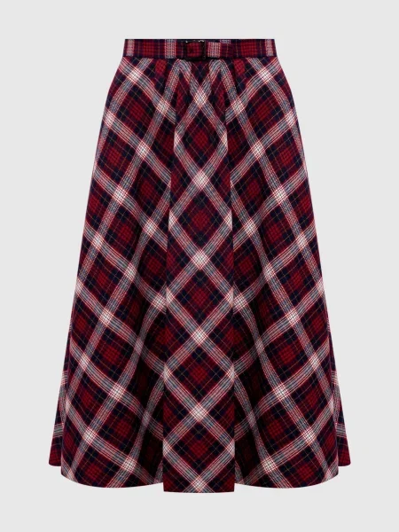 Спідниця міді з вовни в клітинку Christian Dior червона