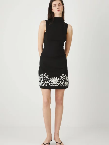 Спідниця з домішкою льону Medicine mini пряма чорний