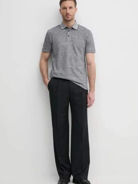 Меланжевое поло Boss серое