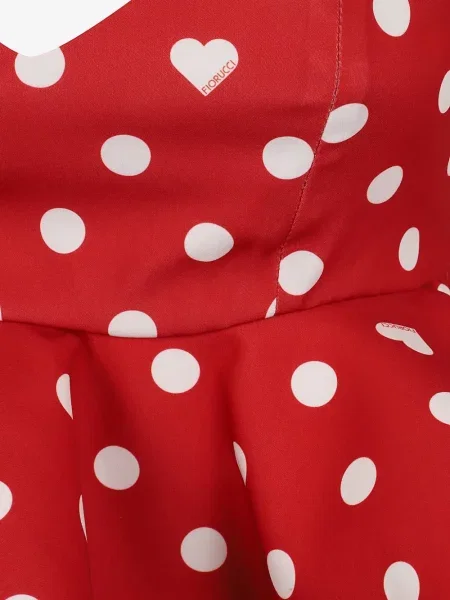 Bluzka Fiorucci w grochy z baskinką czerwona