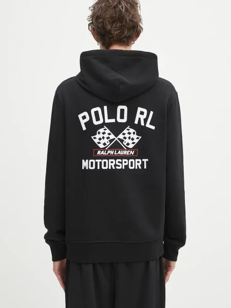 Tricou mânecă lungă Polo Ralph Lauren cu glugă negru