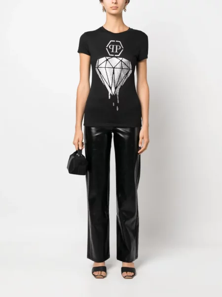 Kalnų krištolas marškinėliai Philipp Plein juoda