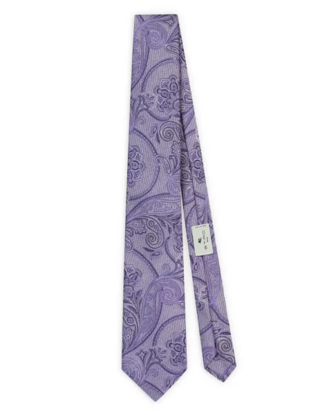 Cravată Etro cu model paisley violet